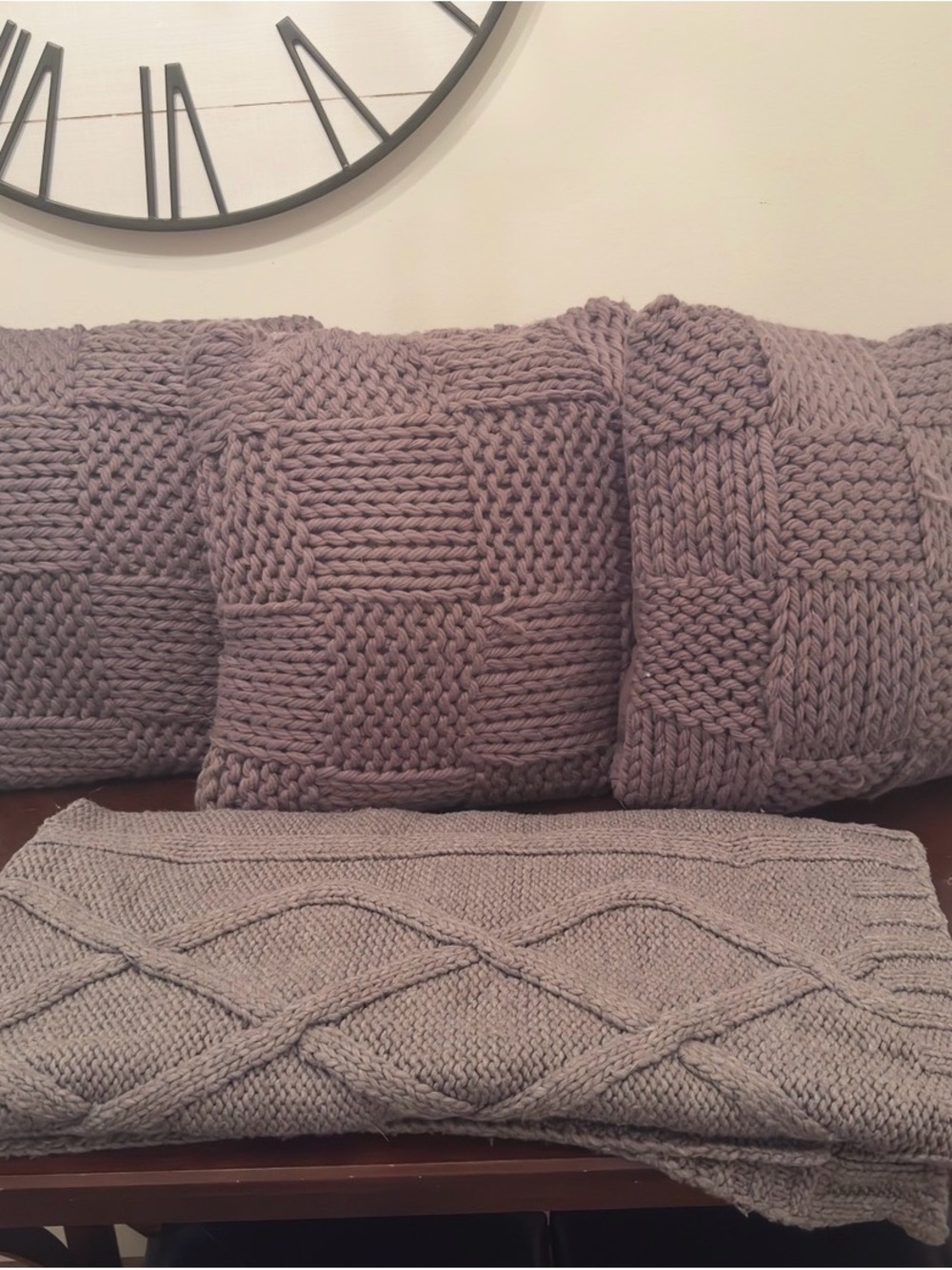 Bed Bath & Beyond Taupe Knit Throw and Pillow Set